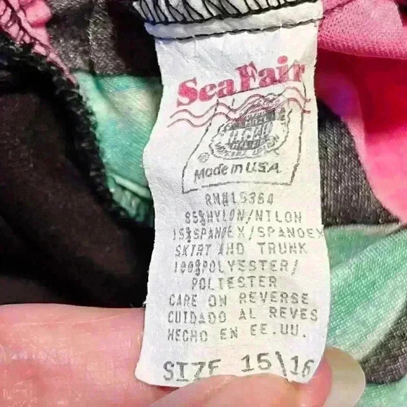 Vintage Sea Fair Beach Floral Side Tie One Piece Summer Swimsuit Skirt USA Small - Picture 3 of 10